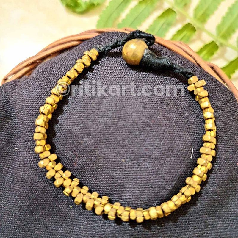 Tribal Bracelet with tiny brass beads Embedded Across