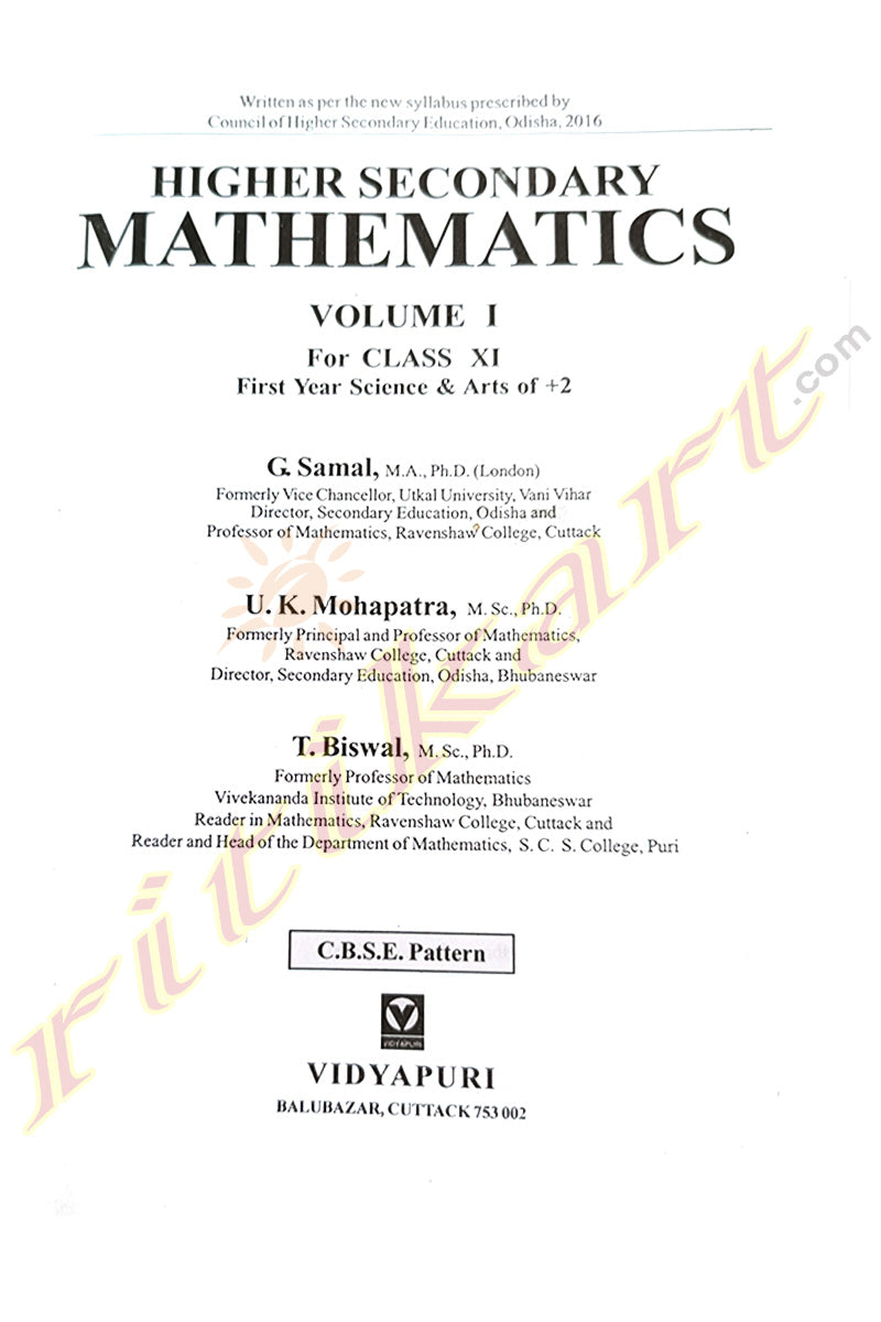 Higher Secondary Mathematics Volume-1