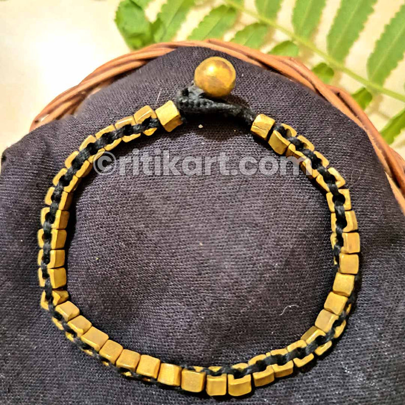 Ancient Tribal Anklet with Square Shaped Brass Beads