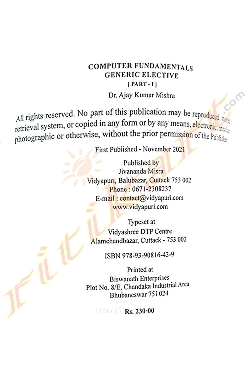 Computer Elective Buy Online Computer Fundamentals Generic Elective Part:1 - Ritikart