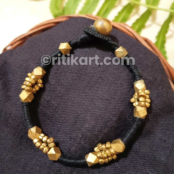 Tribal Dhokra Bracelet with Small and Large Brass Beads