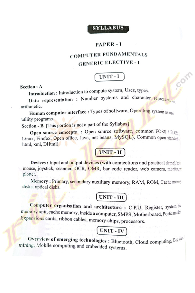 Elective Computer Buy Online Computer Fundamentals Generic Elective Part:1 - Ritikart
