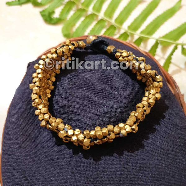 Ancient Dhokra Bracelet with Strap Style Small Beads
