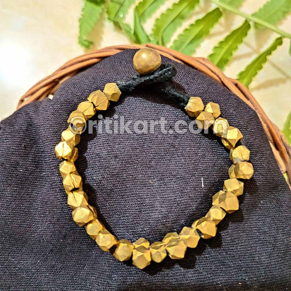 Dhokra Ancient Bracelet with Diamond Cut Brass Beads
