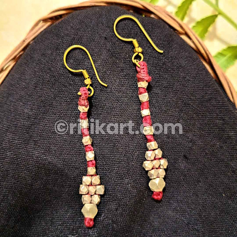 Tribal Earrings with Small Brass Beads Embedded
