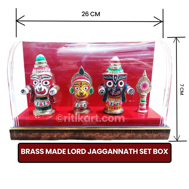 Brass Beautiful Lord Jagannath, Balabhadra and Subhadra in a Box