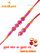 Sparkling Pink Beads Designer Bhaiya-Bhabhi Rakhi