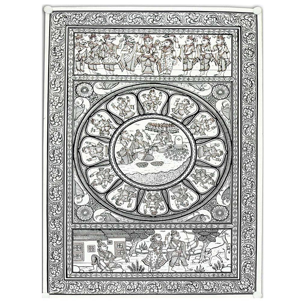 Ramayana Story White Canvas Pattachitra