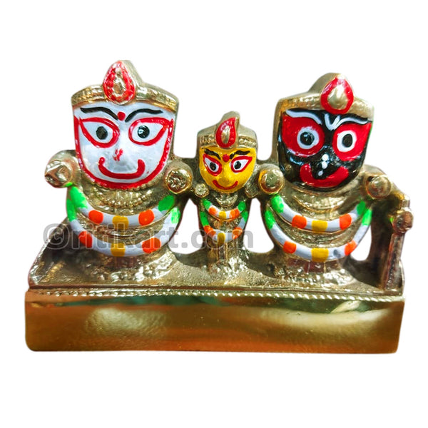 Brass Small Beautiful Lord Jagannath, Balabhadra and Subhadra_front