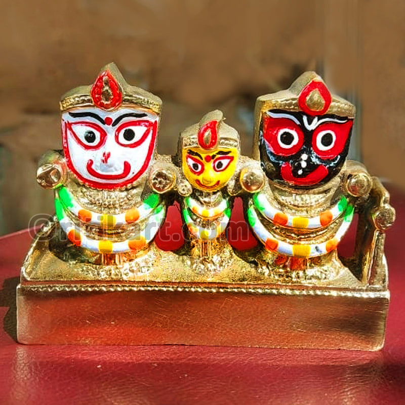 Brass Small Beautiful Lord Jagannath, Balabhadra and Subhadra_1