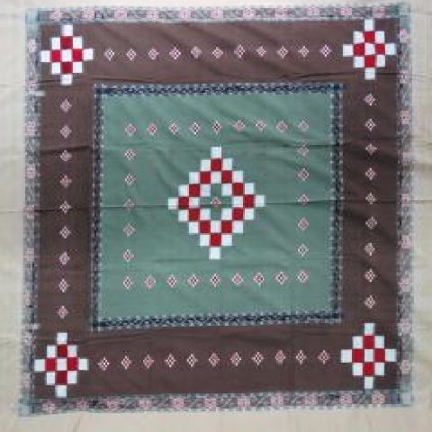 Sambalpuri Light Green & Brown Pasapalli Traditional Double Bed Cover