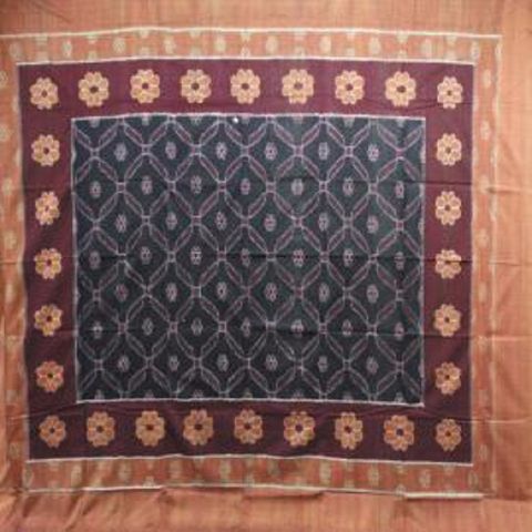 Sambalpuri Black & Rust Traditional Single Bed Cover