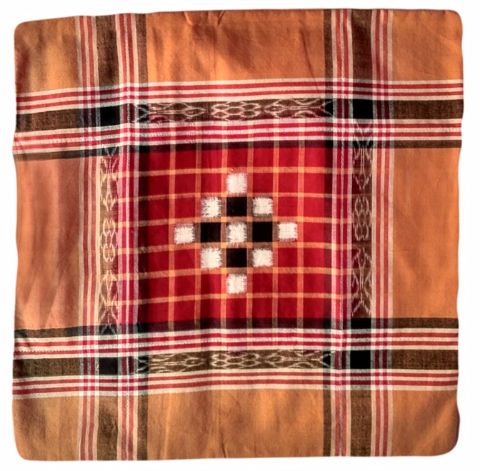 Sambalpuri Orange  and Red cotton Cushion Cover