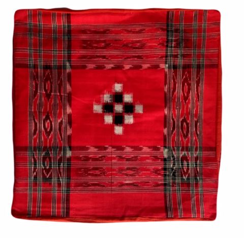 Sambalpuri Red and star cotton Cushion Cover