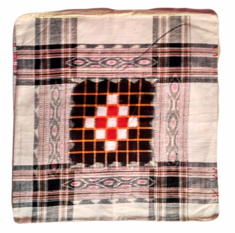 Sambalpuri White and Black cotton Cushion Cover