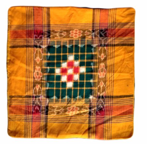 Sambalpuri yellow and Green cotton Cushion Cover 1