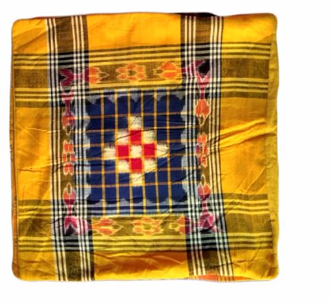 Sambalpuri Yellow and Blue Cushion Cover