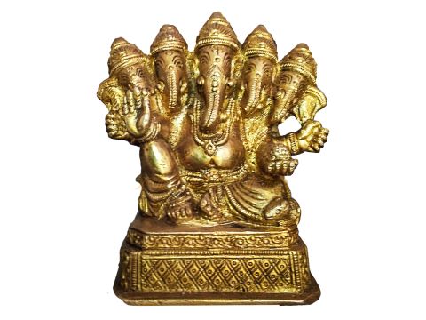 Brass Five Face Ganesh Idol P1