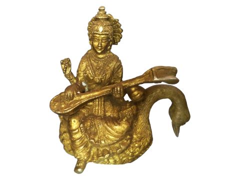 Brass Material Saraswati Statue.