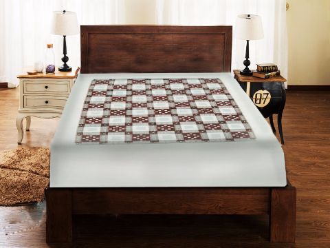 Sambalpuri white and Brown Traditional Duble Bed Cover