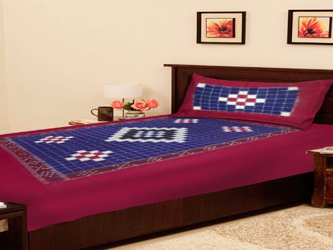  Sambalpuri Maroon Traditional Single Bed Cover