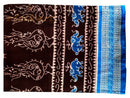 Sambalpuri Hand Woven Black Blue Tribal design saree with Blouse 