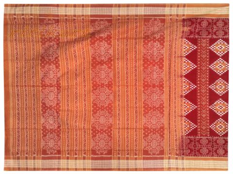 Sambalpuri Chek red and Brown design Saree with Blouse