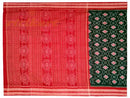Sambalpuri Hand Woven Dark Green and red Sapta Lata Design saree 