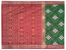 Sambalpuri Hand Woven Green Dark Brown with Flower Design saree