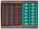 Sambalpuri Hand Woven Dark Green with white Design saree 