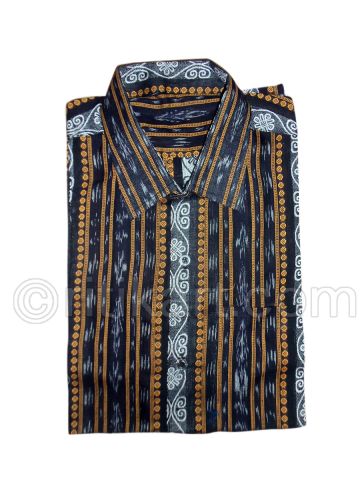 Black Color Sambalpuri Handloom Cotton Half shirt