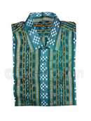 Dark Green Color Sambalpuri Handloom Cotton Half Shirt