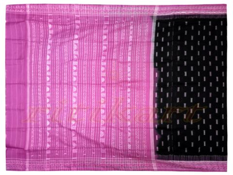 Sambalpuri Hand Woven Black and Pink Design saree
