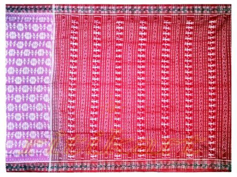 Sambalpuri Hand Woven Red and pink and Brown Design saree