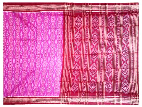 Sambalpuri Hand Woven Pink and Maroon Colour Design Saree 