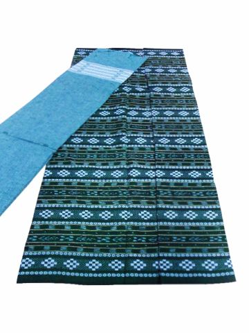 Sambalpuri Cotton Salwar Suit Material Green and sky blueColor,