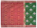 Sambalpuri Hand Woven Green Dark Brown with Flower Design saree