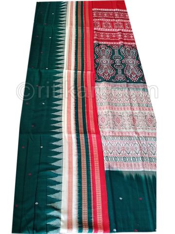 Green With Red Sambalpuri Bomkai Cotton Saree p1