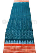 Hand Woven Sambalpuri Saree with Sky Blue Body and Rust Color Border