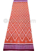 Brick Red With Violet Sambalpuri Square Design Saree