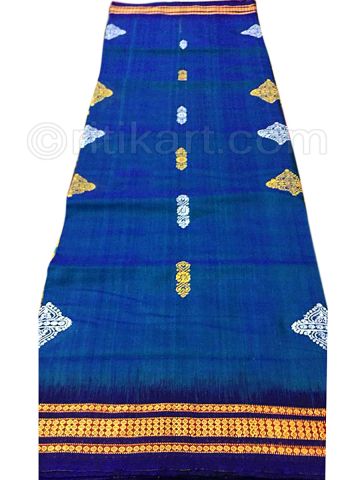 Royal Blue Sambalpuri Hand Woven Cotton Flower Design Saree