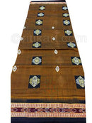 Golden Brown Sambalpuri Hand Woven Cotton Flower Saree