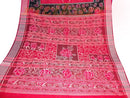 Sambalpuri Hand Woven Red With Black Swan And Rose Design Saree