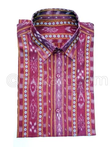Pink Color Sambalpuri Handloom Cotton shirt 