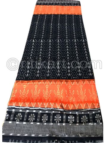 Black And Orange Hand Woven Sambalpuri Cotton Saree