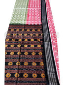 Pink Green And Black Sambalpuri Cotton Saree