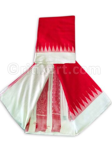  Red Color Tussar Silk Saree 