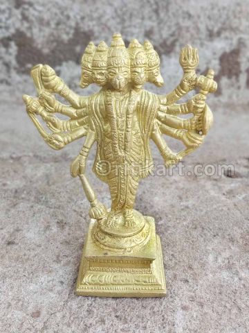 Brass Statue Lord Panchamukhi Hanuman
