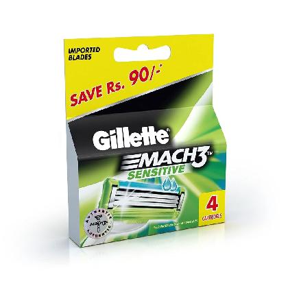 Gillette Mach3 Turbo Sensitive Shaving Cartridge 3 Blades 4 pcs