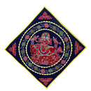 Base Blue Velvet Sitting Ganesha Design Applique Pic